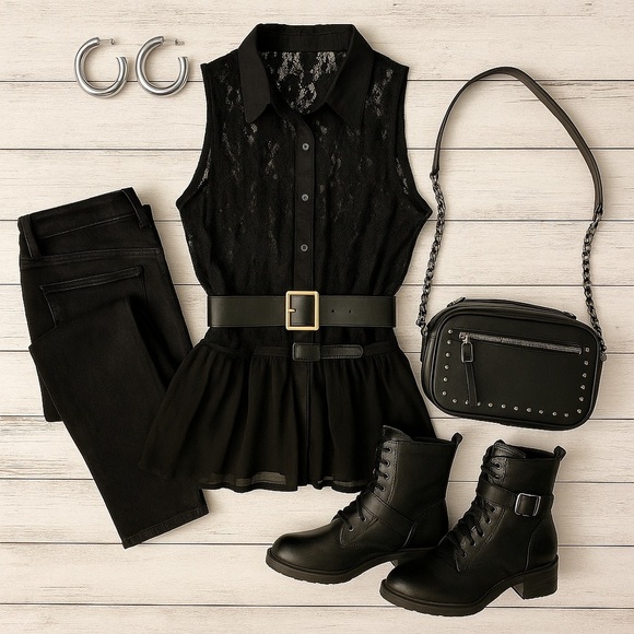 H&M | Sleeveless Lace Button-Up Top - Picture 2 of 9